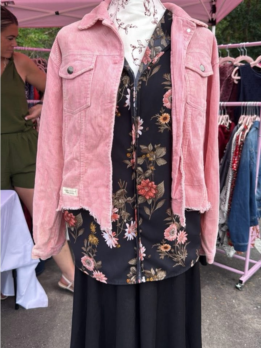 Simply Southern Pink Corduroy Trucker Jacket